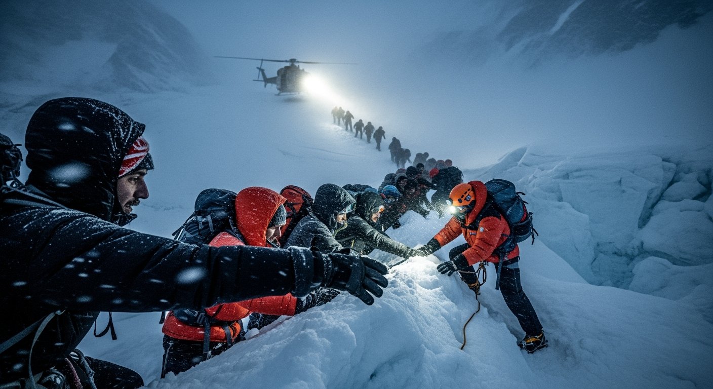 聖母峰數百名遭暴風雪受困的登山客獲救,仍有10人滯留。