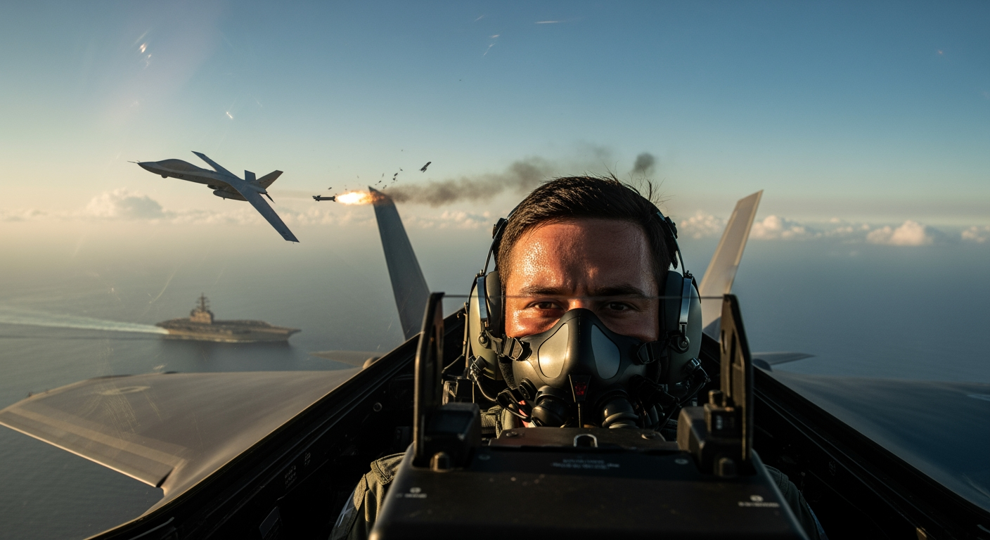 美國海軍表示，美軍擊落一架飛向航空母艦的伊朗無人機