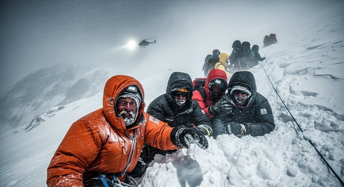 暴風雪導致數百人受困聖母峰