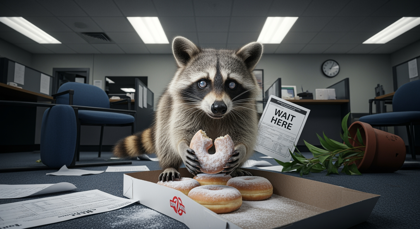 「他在享受人生」：醉酒浣熊先闖監理站喫零食，再逛酒類專賣店