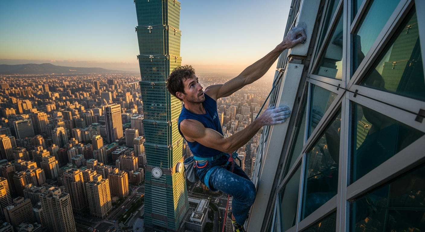 「赤手登峰」攀岩家霍諾德準備攀登台灣最高樓台北 101