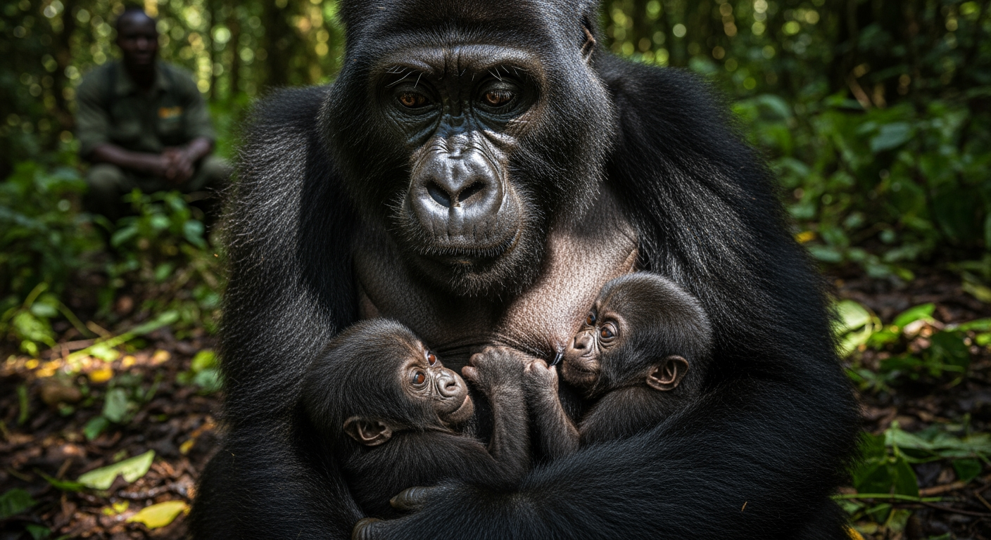 剛果金誕生罕見雙胞胎，瀕危山地大猩猩復育現曙光